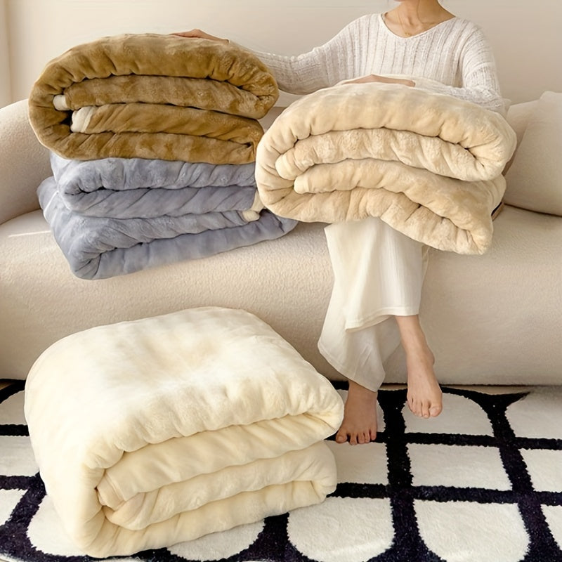 Stay cozy with our versatile 1 piece double-sided plush blanket, perfect for casual comfort. This soft, skin-friendly throw blanket is warm and inviting, making it ideal for all seasons. Great for home, office, camping, car rides, and travel, this