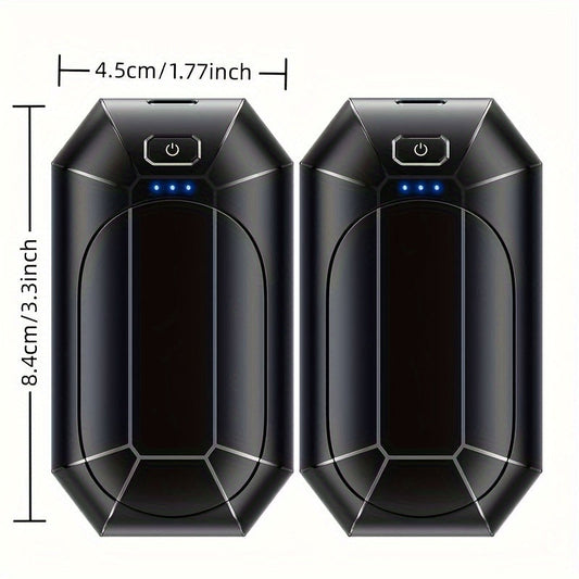 Get cozy with a 2-Pack of ABS Portable Electric Space Heaters! These rechargeable USB devices are powered by a 2000mAh lithium battery and are perfect for keeping warm on camping or hunting trips. With over-voltage and heating protection, you can enjoy