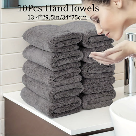 10-Pack of UltraSoft Microfiber Hand Towels, High Absorbency, Polyester Blend, Space-Themed, 34.04x74.93cm - Assorted Colors, Ideal for Home, Shower, Gym, Sauna