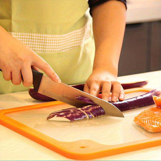 Orange-framed Glass Chopping Board - Essential for the Kitchen - Food Safe - Dimensions: 41cm x 33cm