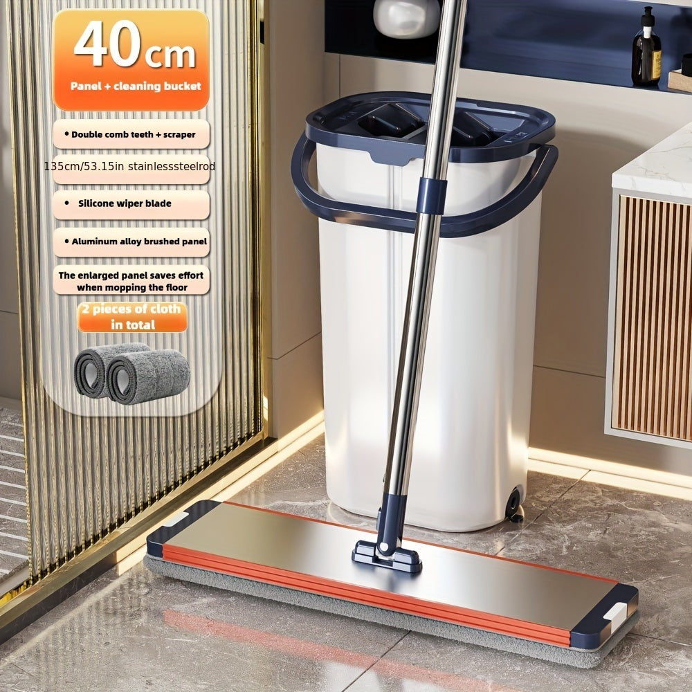 Revolutionary Self-Cleaning Flat Mop and Bucket Set - Features Dual Chamber Dry/Wet Separation, Hands-Free Washing, Perfect for Cleaning Hardwood, Tile, and Laminate Floors in Living Room