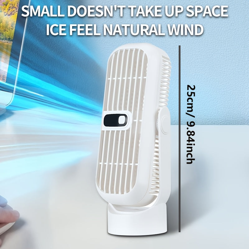 Sleek White Ultra-Quiet Portable Desktop Fan Featuring Dual High-Speed Motors, 720° Adjustable Airflow, USB Rechargeable Large Capacity Battery - Ideal for Indoor & Outdoor Cooling