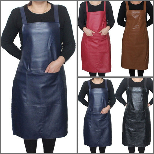 Waterproof Cooking Apron made of Faux Leather - Sturdy and Long-lasting for Kitchen and Restaurant Use, Available in Assorted Colors