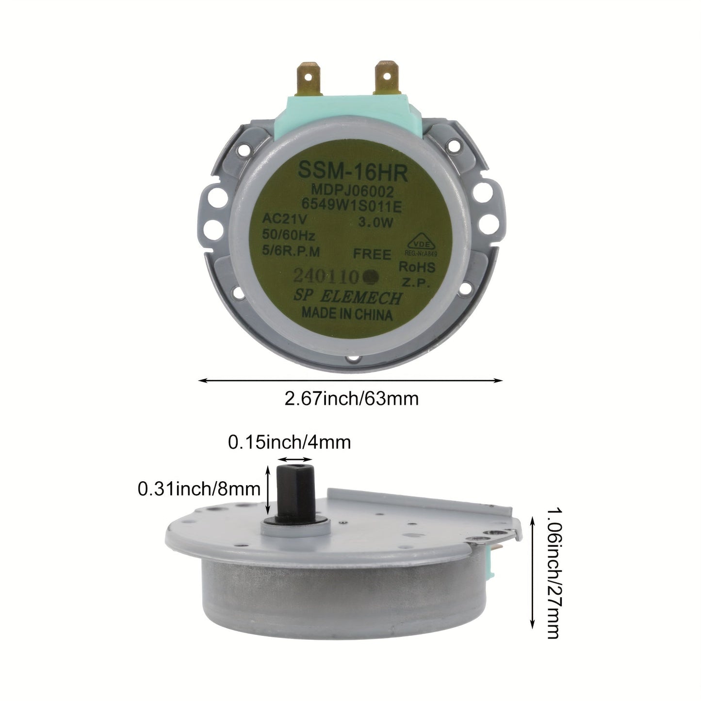 High Performance Microwave Oven Turntable Motor, Model 6549W1S017A - Durable and Efficient for Cooking, Compatible with a Wide Range of Microwave Models