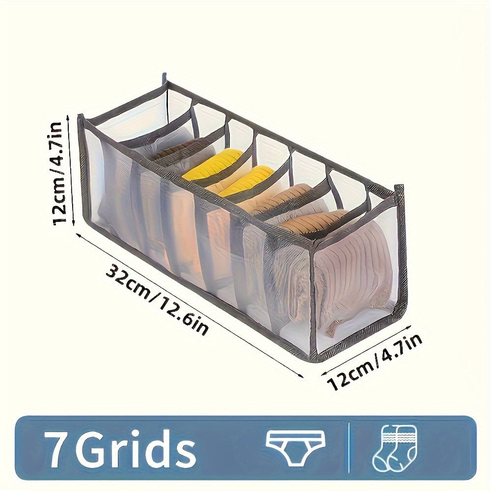 3 Piece Clear Mesh Fabric Storage Organizer for Underwear, Pants, and Jeans - Space-saving design with reinforced handles, ideal for closet organization. Foldable and minimalist fabric