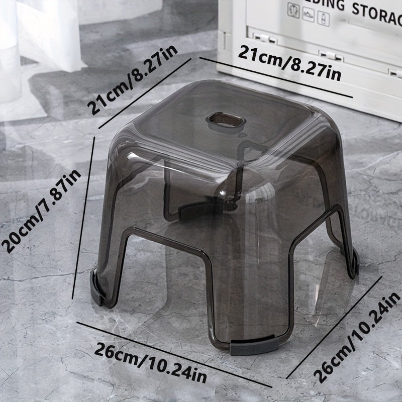 Stylish and durable small board stool, perfect for kitchen, bathroom, or bedroom. This non-slip stool is stackable and firm, ideal for various uses such as a bath chair or shoe changing stool. Made with thickened material, this stool is perfect for