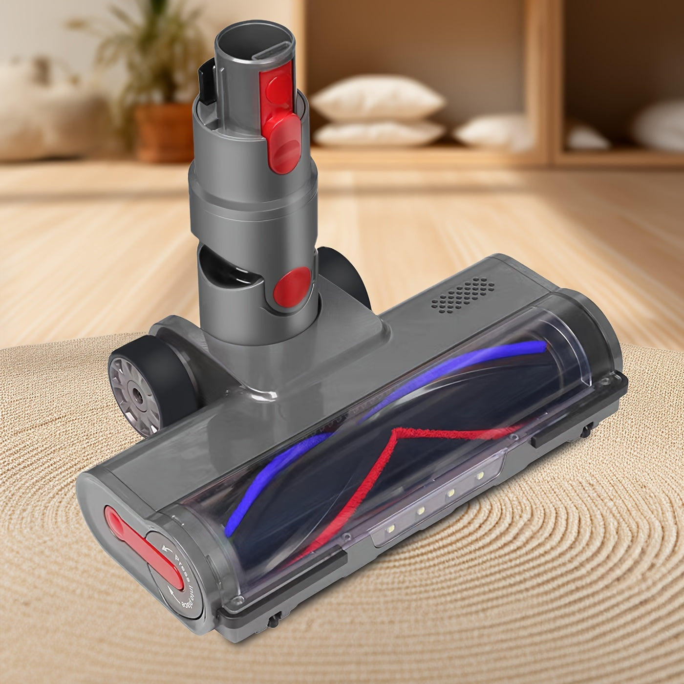 Improved Floor Brush Attachment designed for Dyson Cordless Vacuum Cleaners - Compatible with V7, V8, V10, V11, V15 Models - Features a Weak Magnet, Battery Not Included, Motorhead, suitable for Dyson V Series - Equipped with LED Headlights for enhanced