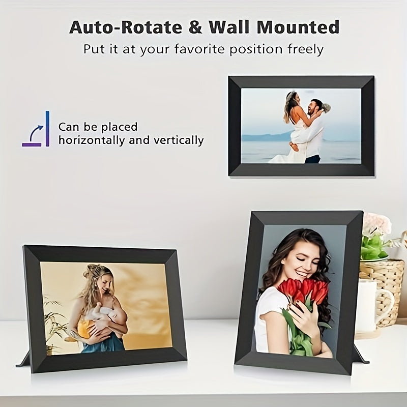 ARWOEIS 10.1" WiFi Digital Picture Frame with 16GB Storage, IPS Touchscreen, Frameo App for Cloud Sharing, Auto-Rotate, European Plug.