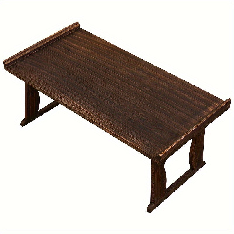 This Japanese-inspired low table is versatile and convenient for meditation, coffee, and bedside use. It features foldable legs and is made of durable Paulownia wood.