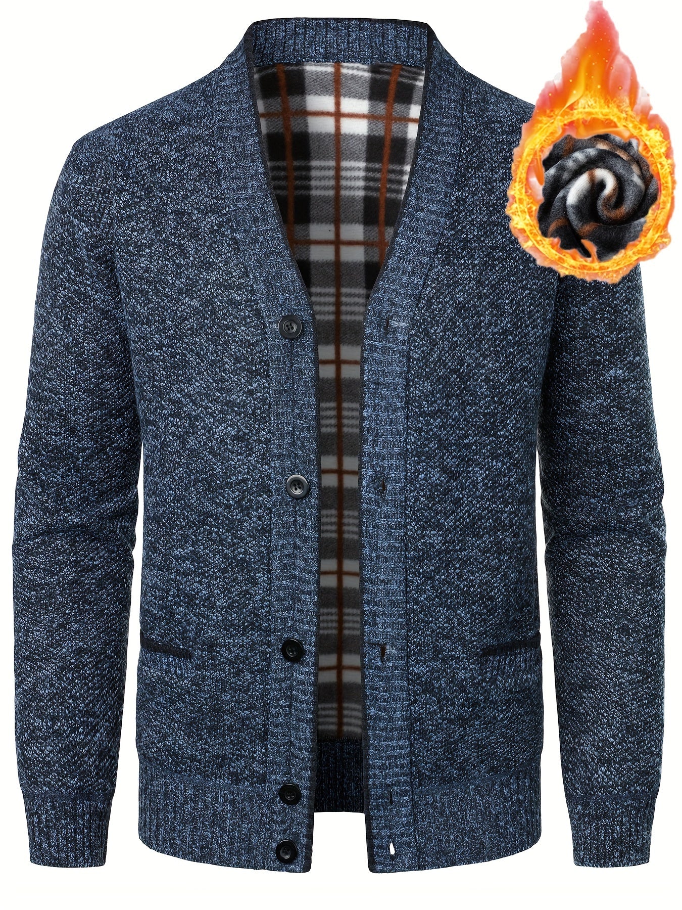 Classic and comfortable men's plus-size cardigan, ideal for layering in autumn and winter.