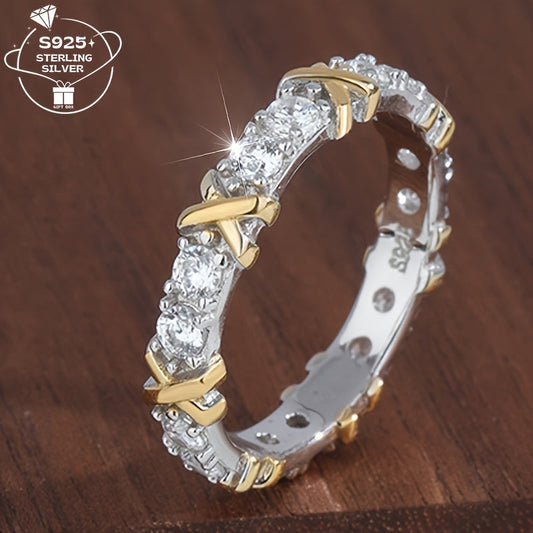 Vintage Bohemian style 925 Sterling Silver Crown Ring in Dual-Tone X Band design, perfect for daily wear or special occasions. This elegant and hypoallergenic fashion accessory is a timeless piece that makes a great jewelry gift.