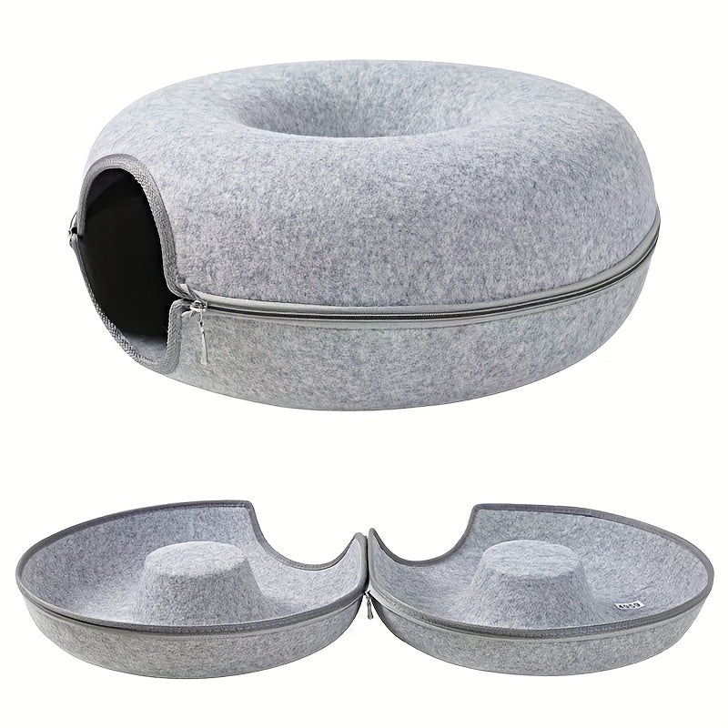 Large cat cave for multiple cats and large cats, indoor cat tunnel bed that is detachable and washable.