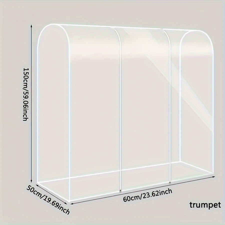 Spacious Clear Garment Cover - 149.86x109.22cm Shield Against Dust & Moisture, Ideal for Clothing Storage in Bedroom, Cloakroom, Living Room, or Mounted Closet Systems, Freestanding or Floor Rack for Winter Clothes