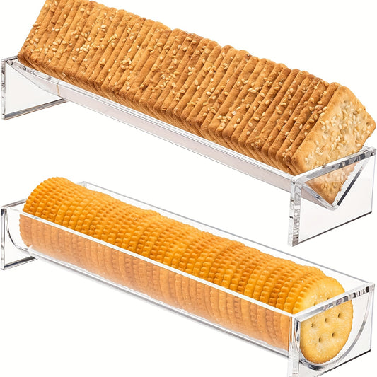 Rectangular clear acrylic cracker trays, set of 2, food contact safe, perfect for home, parties, and charcuterie boards.