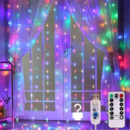 These USB-Powered Fairy Curtain Lights come with a remote control and feature 8 different modes, dimmable settings, and a timer. They are perfect for adding ambiance to weddings, parties, home decor, and bedroom decor. Choose from 300, 200, or 100 LEDs