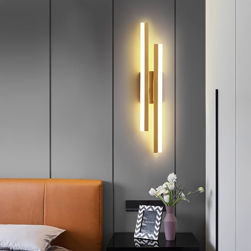 Sleek LED wall sconce with aluminum shade, flush mount, 3000K, hardwired for bedroom, 110V-240V.