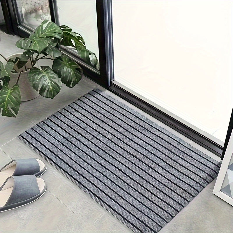 Non-Slip 7-Stripes Carpet with Waterproof and Stain-Resistant Features, Machine-Made with Hand-Wash Only Instructions. Crafted from a Polyester Blend with Medium Pile for Home Decor use in Kitchen, Bathroom, Bedroom, and Office. Backed with Polypropylene