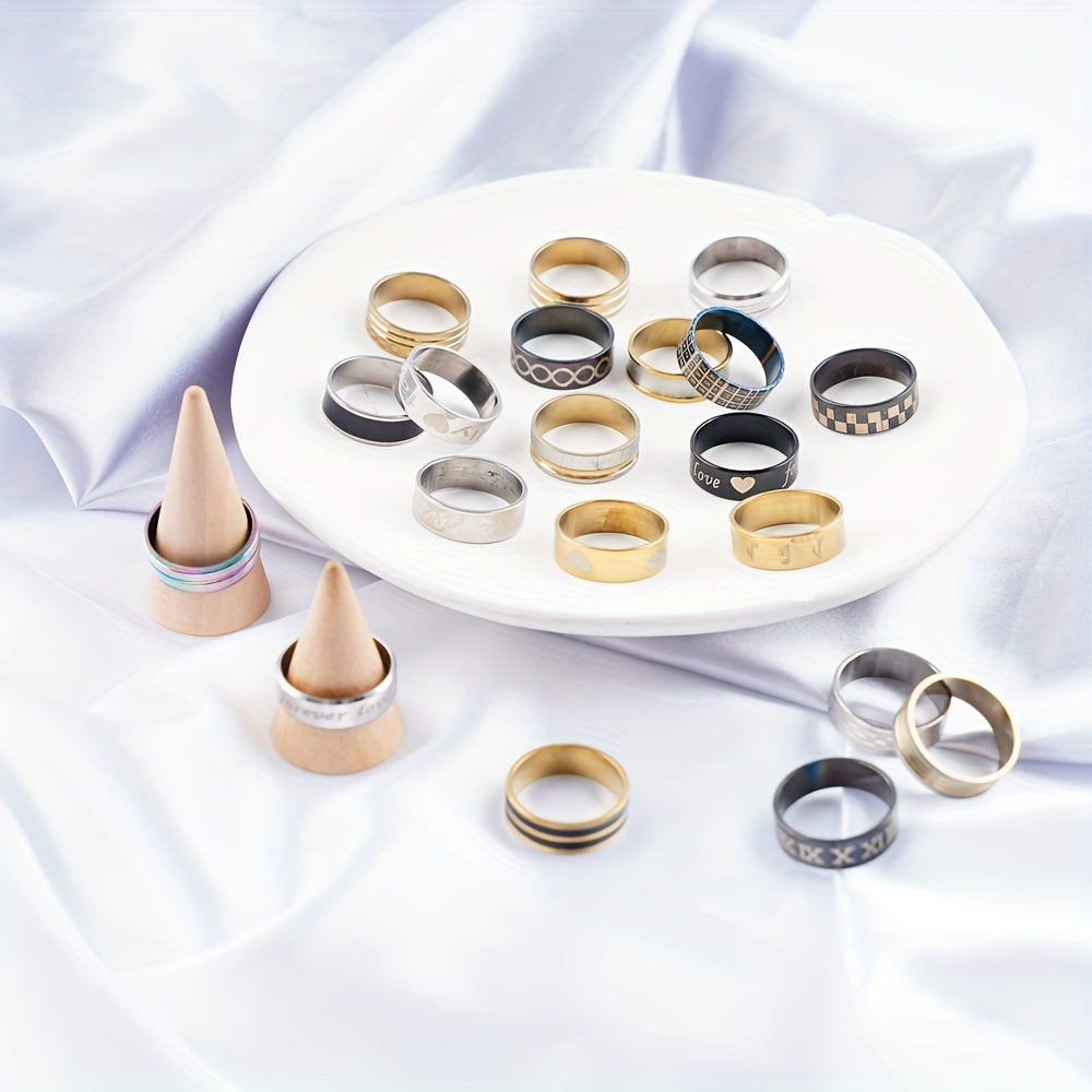 A lot of 100 Classic Simple Stainless Steel Rings for Women in Assorted Styles, Perfect for Jewelry Parties and Gifting