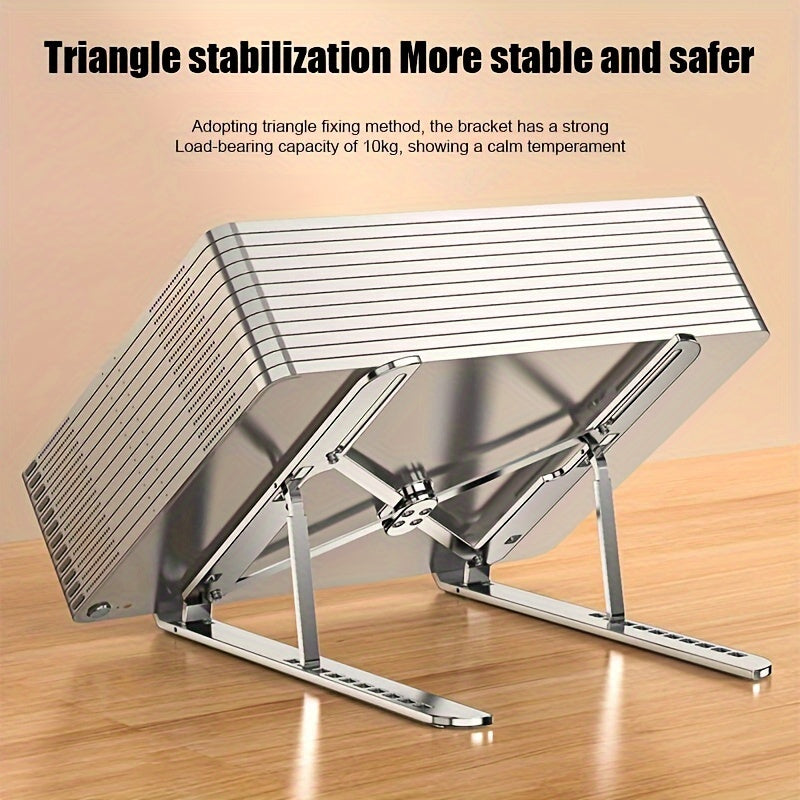 Aluminum laptop stand with adjustable cooling for desktops