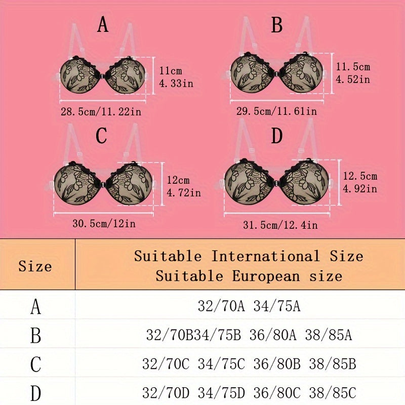 Women's Strapless Lace Nipple Covers with Push Up Buckle, Self-adhesive Breast Lift Pasties.