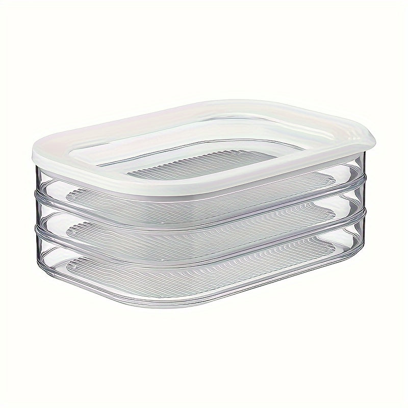 1-piece storage container with 3 layers made of PET plastic for cold cuts. This leak-proof and reusable sealed box is perfect for storing meat, fruit, and vegetables. Great for organizing and storing items in the kitchen, this container is a must-have