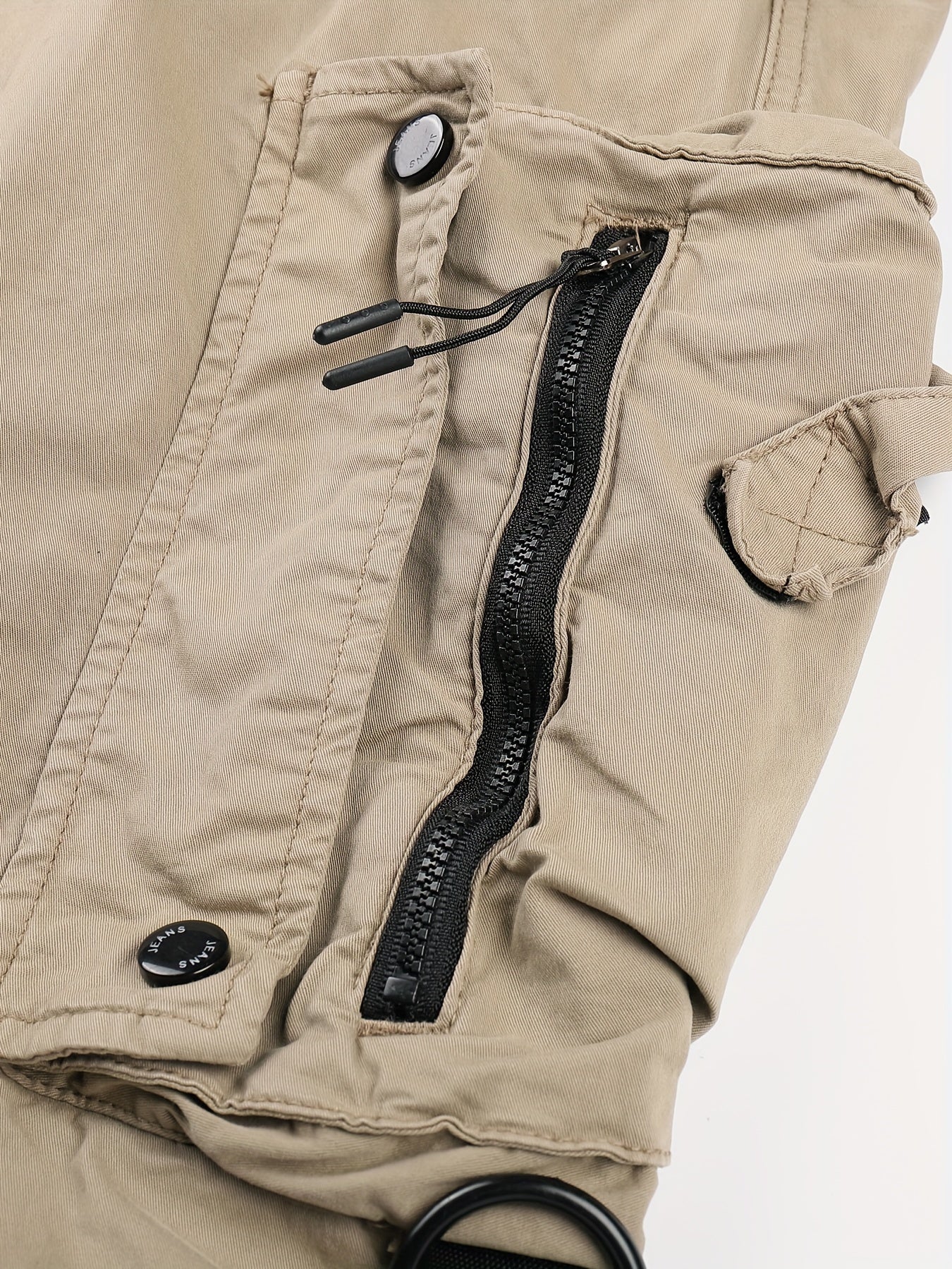 Men's spring and autumn American-style work pants with zipper, multi-pocket design, thin, comfortable, and breathable.