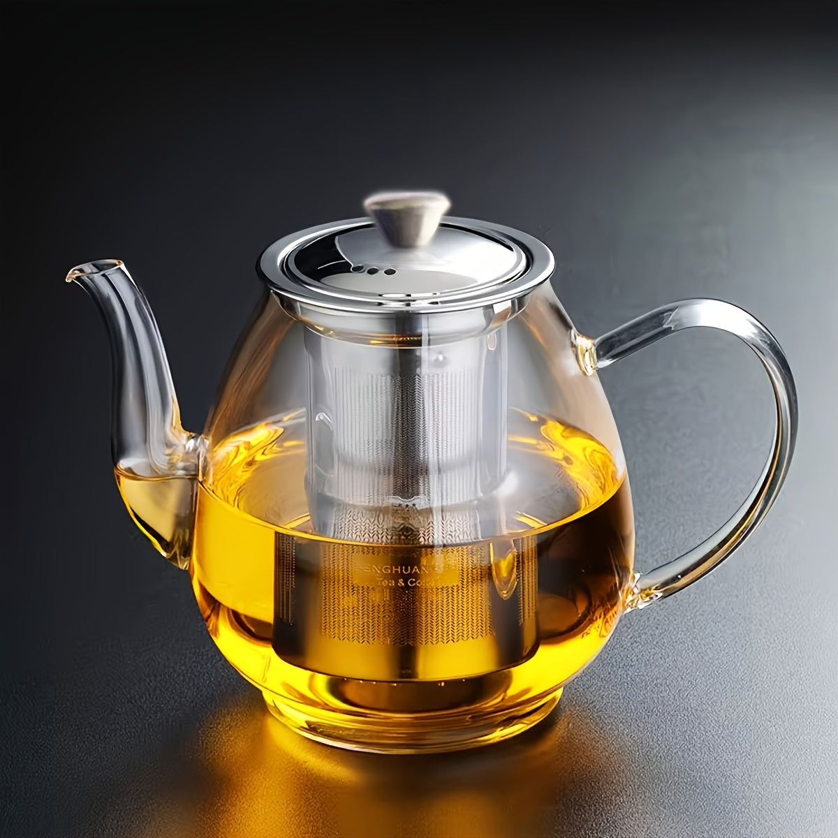 High Borosilicate Glass Tea Pot with Stainless Steel Infuser, Gongfu Tea Brewing Cup, Clear Tea Server for Loose Leaf Tea, No Pattern Glass Tea Maker.