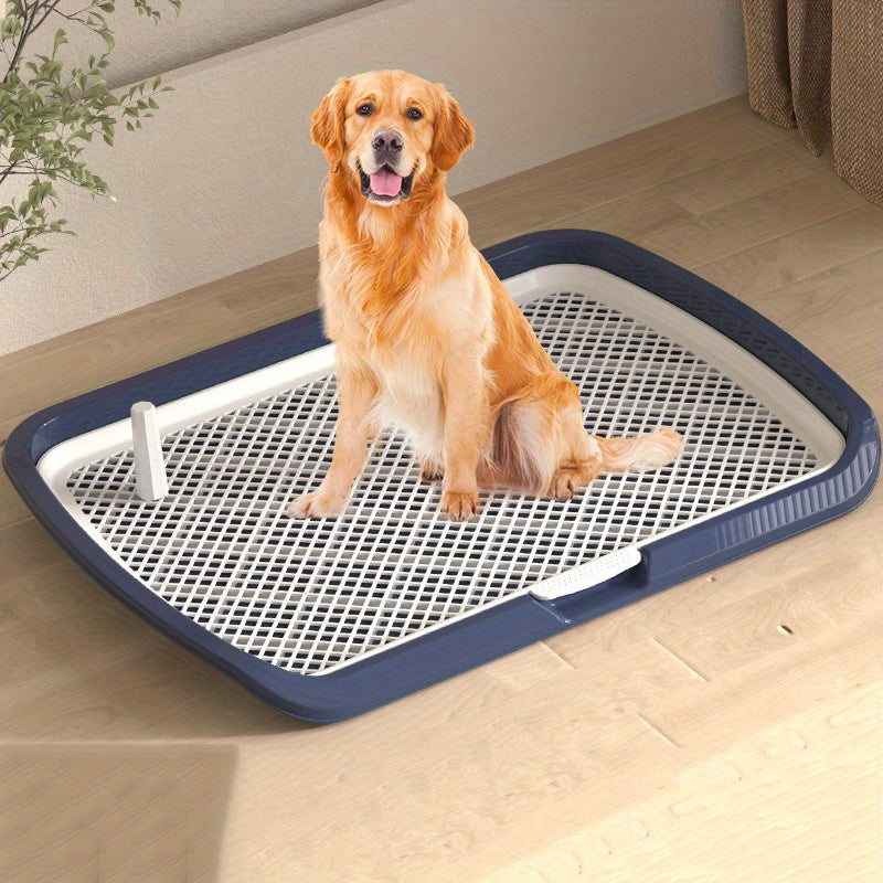 Large PVC Dog Litter Box with Fence, Indoor Puppy Potty Tray with Post, Easy-to-Clean Design for Medium and Small Dogs - 1 piece