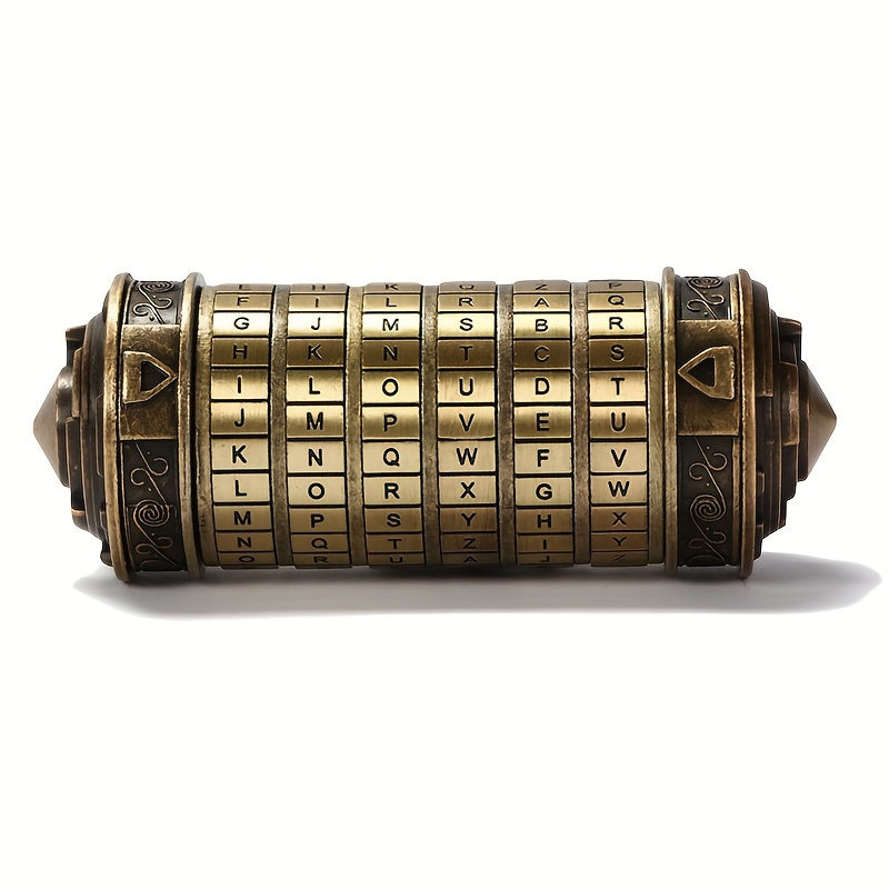 Da Vinci Code Alphabet Lock Box - Secure Metal Cylinder with Combination Password for Gifting and Storage.