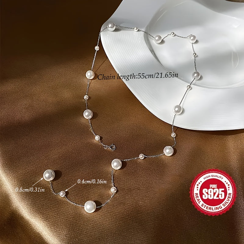 This S925 silver necklace features a single piece of pearl that can be styled in four different ways, making it perfect for banquets and weddings. With its noble and elegant design, this luxurious piece makes a high-end gift for Thanksgiving and