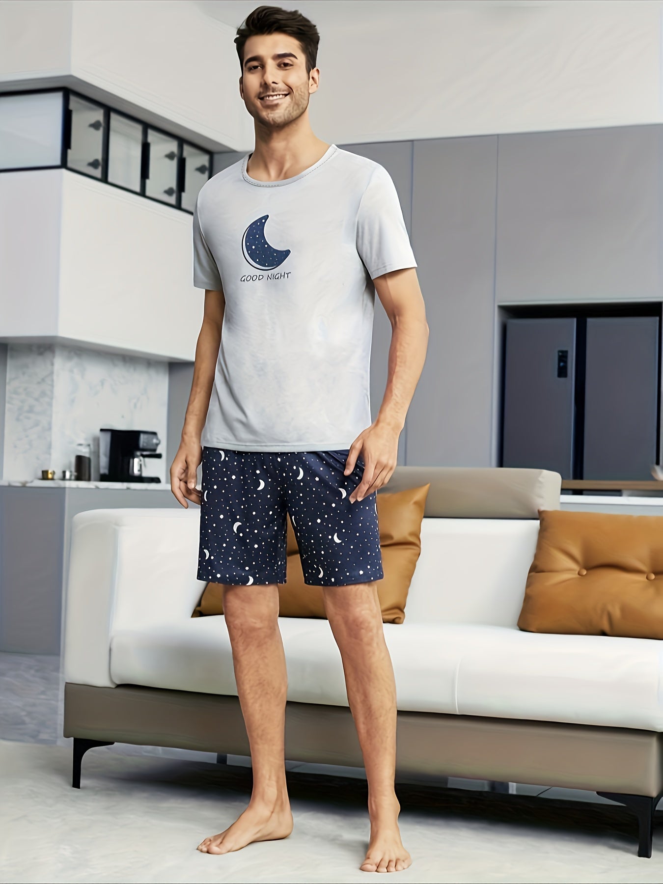 Men's Casual Set with Double Short Starry Sky Pajama