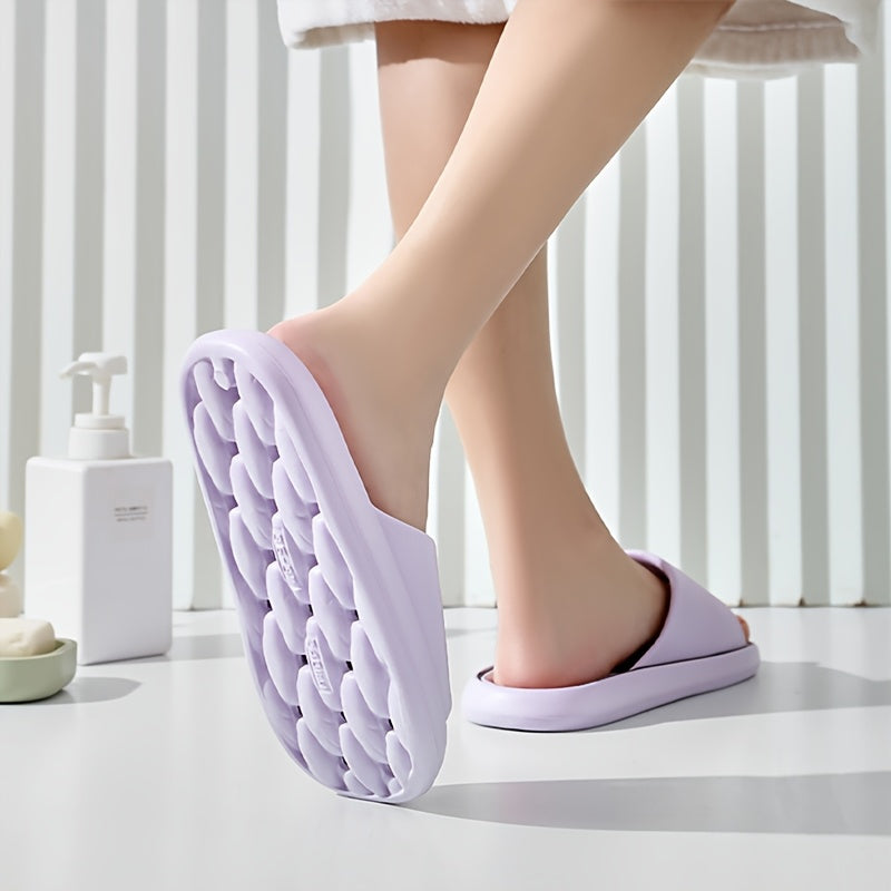 Soft, quick-dry EVA slippers with Korean-Japanese style, ideal for bathroom, pool, and shower. Perfect for couples and families, non-water accumulating, great for summer casual wear as