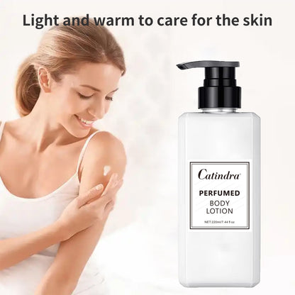 220ml perfumed body lotion for men and women, provides lasting fragrance and moisturizes skin.