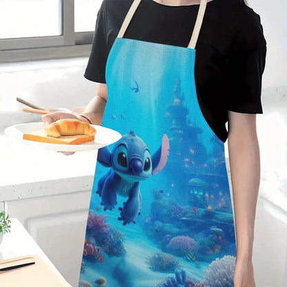 Disney has partnered with a new stylish waterproof apron featuring adorable cartoon designs of popular characters such as Mickey, Minnie, Winnie the Pooh, Stitch, and more. This apron is not only beautiful and fashionable, but also boasts a simple and