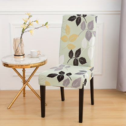 Printed stretch chair slipcovers in 4 or 6 pieces, ideal for dining chairs in various settings.