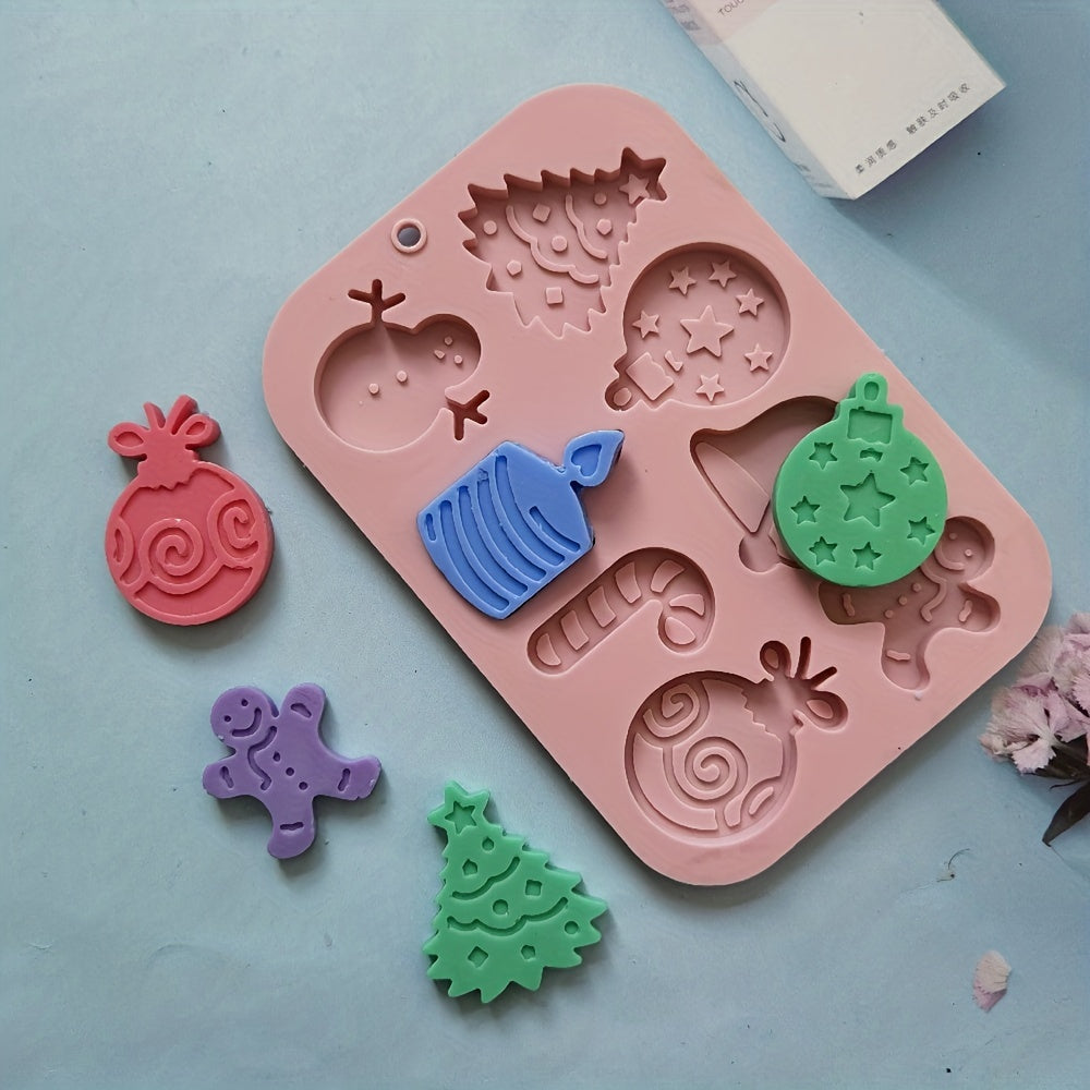 Christmas Silicone Mold, perfect for creating 3D fondant designs for your DIY treats. This versatile mold can be used for making pudding, chocolate candy, desserts, gummy candies, handmade soaps, aromatherapy candles, plaster crafts, polymer clay