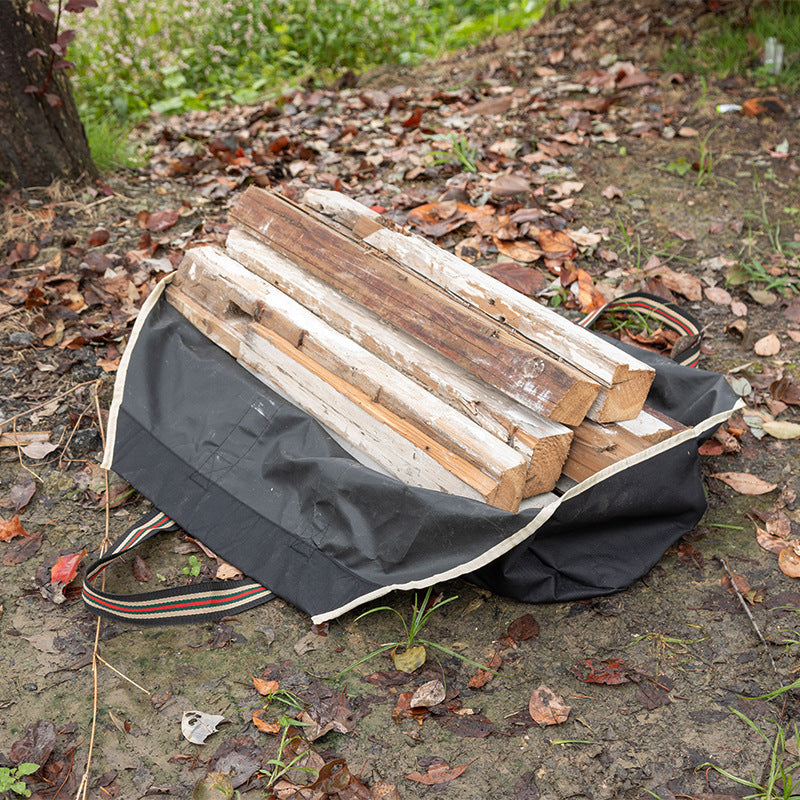 Firewood Carrying Bag made of durable horn material - 1 piece, Portable Outdoor Storage for Logging Wood, Fireplace Wood Storage Sack with Secure Straps and Easy Load feature.