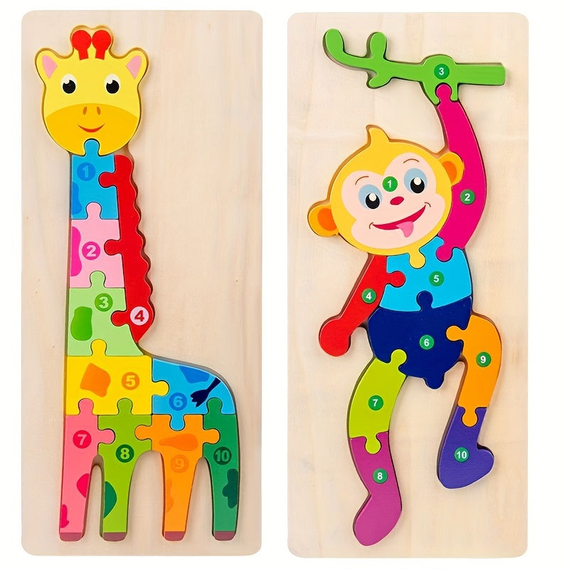 Wooden 3D Puzzles: Educational Building Blocks for Babies - Ideal for Toddlers Aged 1-3, Suitable for Both Boys and Girls