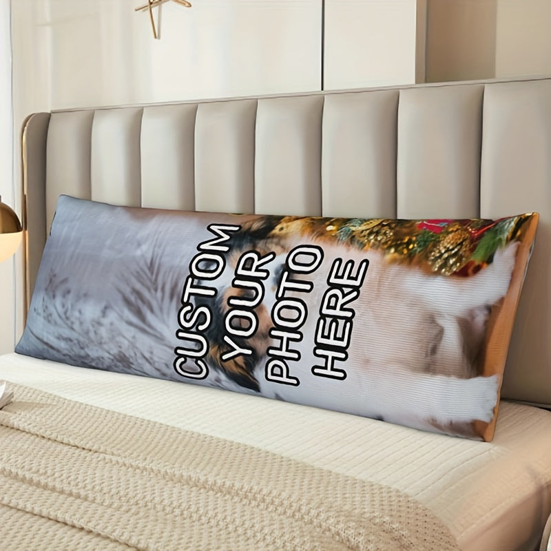 Soft and cozy personalized plush photo pillowcase, perfect for home decor or as a thoughtful gift for anniversaries or Valentine's Day. Double-sided design, measuring 50.8x137.16 cm.