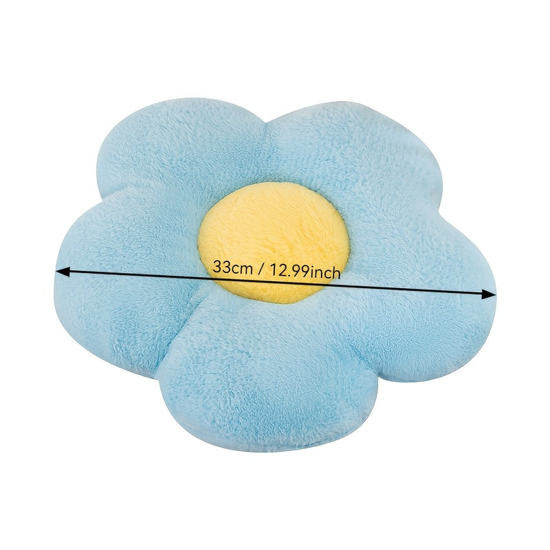 Soft, flower-shaped plush back support cushions made of polyester knit fabric in multiple colors for a cozy home, office, and car, suitable for elderly individuals.