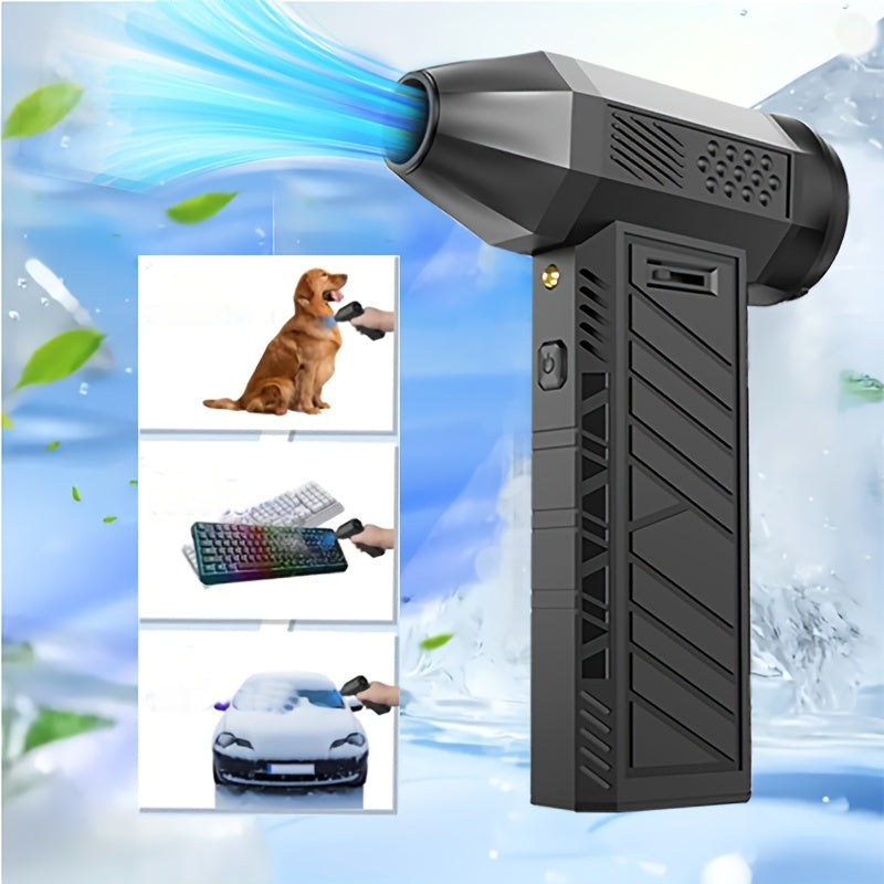 Portable Turbo Jet Fan with Ultra-Powerful Rapid Cooling and High Speed Air Blower - Perfect for Car Cleaning, Camping, and Outdoor Adventures - USB Rechargeable Battery Included