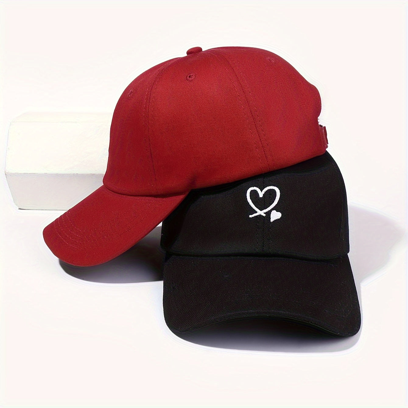 2 Double Love Embroidered Baseball Caps for Outdoor Leisure Vacation