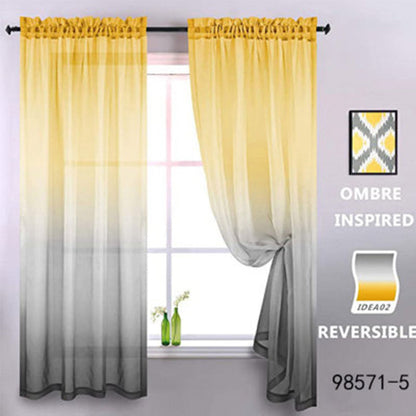 Elegant home decor - 1pc of gradient sheer curtains featuring top & bottom two-tone design in wear rod style.