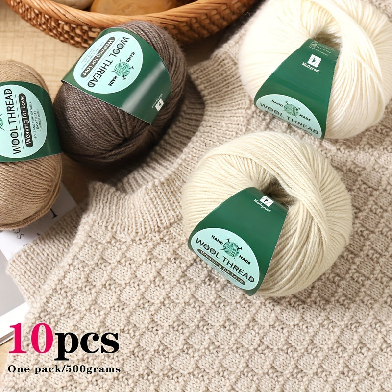 10 pieces of Australian yarn, each pack weighing approximately 500g with 10 balls. It has a moderate thickness, is easy to knit, soft, and warm. Ideal for crocheting sweaters, coats, vests