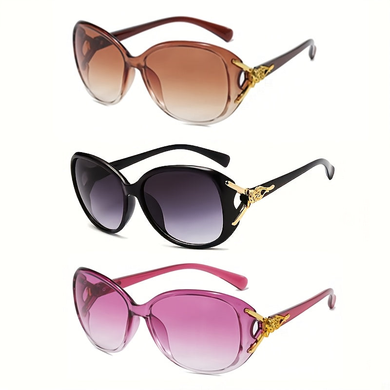 3 pairs of luxury golden fox oval fashion glasses for women in retro style