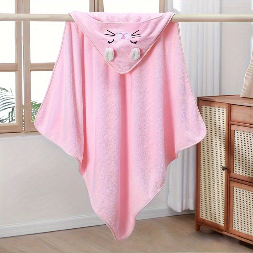 Soft and cuddly microfiber hooded bath towel featuring a cute animal design, perfect for kids. This towel is super absorbent, hypoallergenic, and makes an ideal gift for boys and girls. Dimensions are 85.09x85.09 cm.