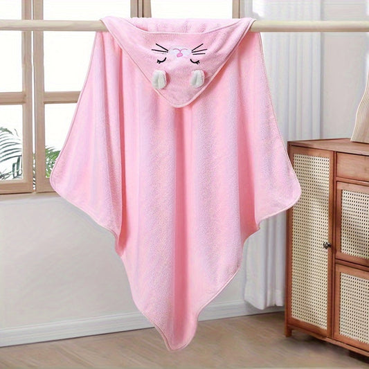 Soft and cuddly microfiber hooded bath towel featuring a cute animal design, perfect for kids. This towel is super absorbent, hypoallergenic, and makes an ideal gift for boys and girls. Dimensions are 85.09x85.09 cm.