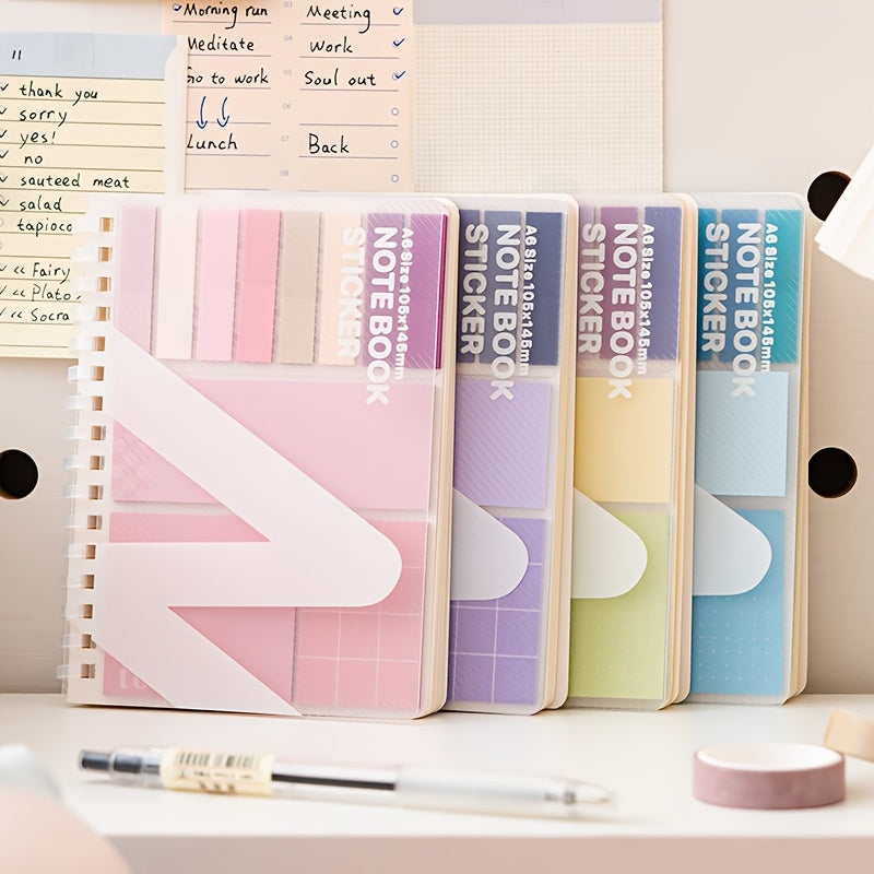 A6 Soft Loop Buckle Notebook with Sticky Notes, Suitable for Office and Study, Cute Design