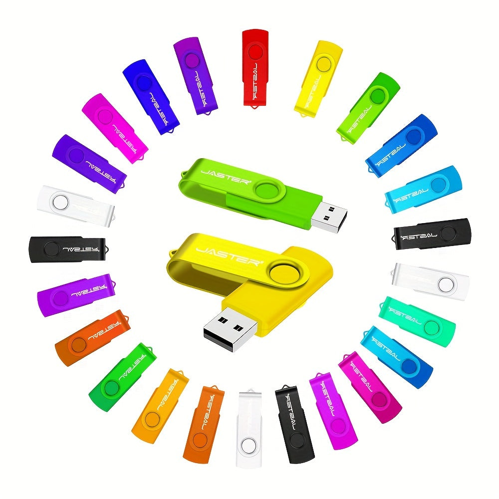 JASTER 128GB High-Speed USB 2.0 Flash Drive with Rotatable Metal Memory Stick, Keychain, and Bright Colors - Perfect for Business Gifting