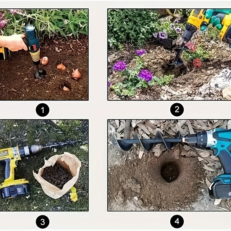 Metal garden spiral drill bit for planting - hex shaft, no electricity needed, solid steel auger for bulb and bedding plantings